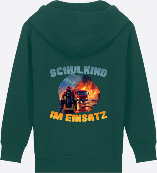 Zip-Hoodie Schulkind im Einsatz Feuerwehr – Einschulung - Glazed Green