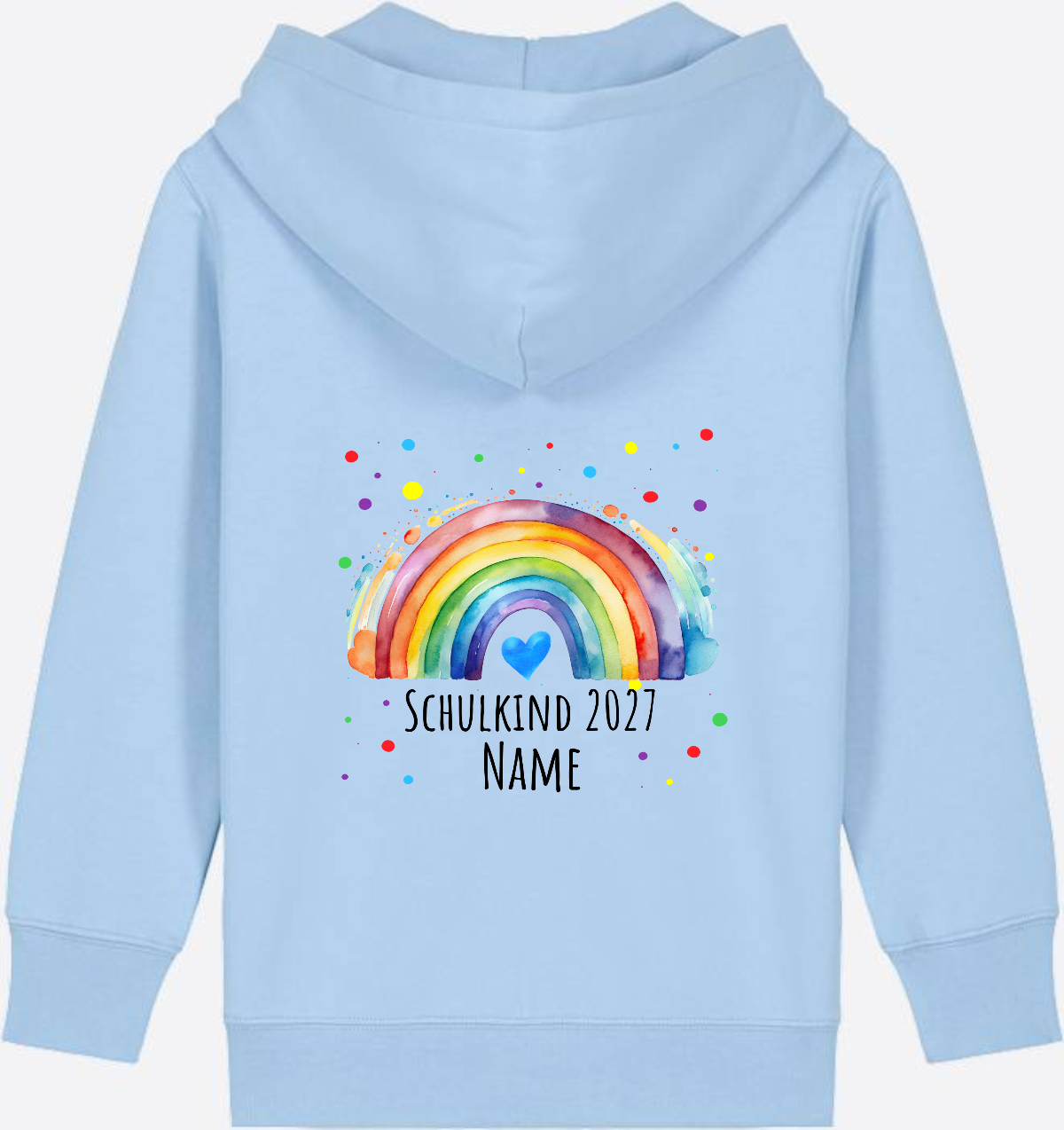 Zip-Hoodie Schulkind Regenbogen – Personalisiert mit Name - Blue Soul