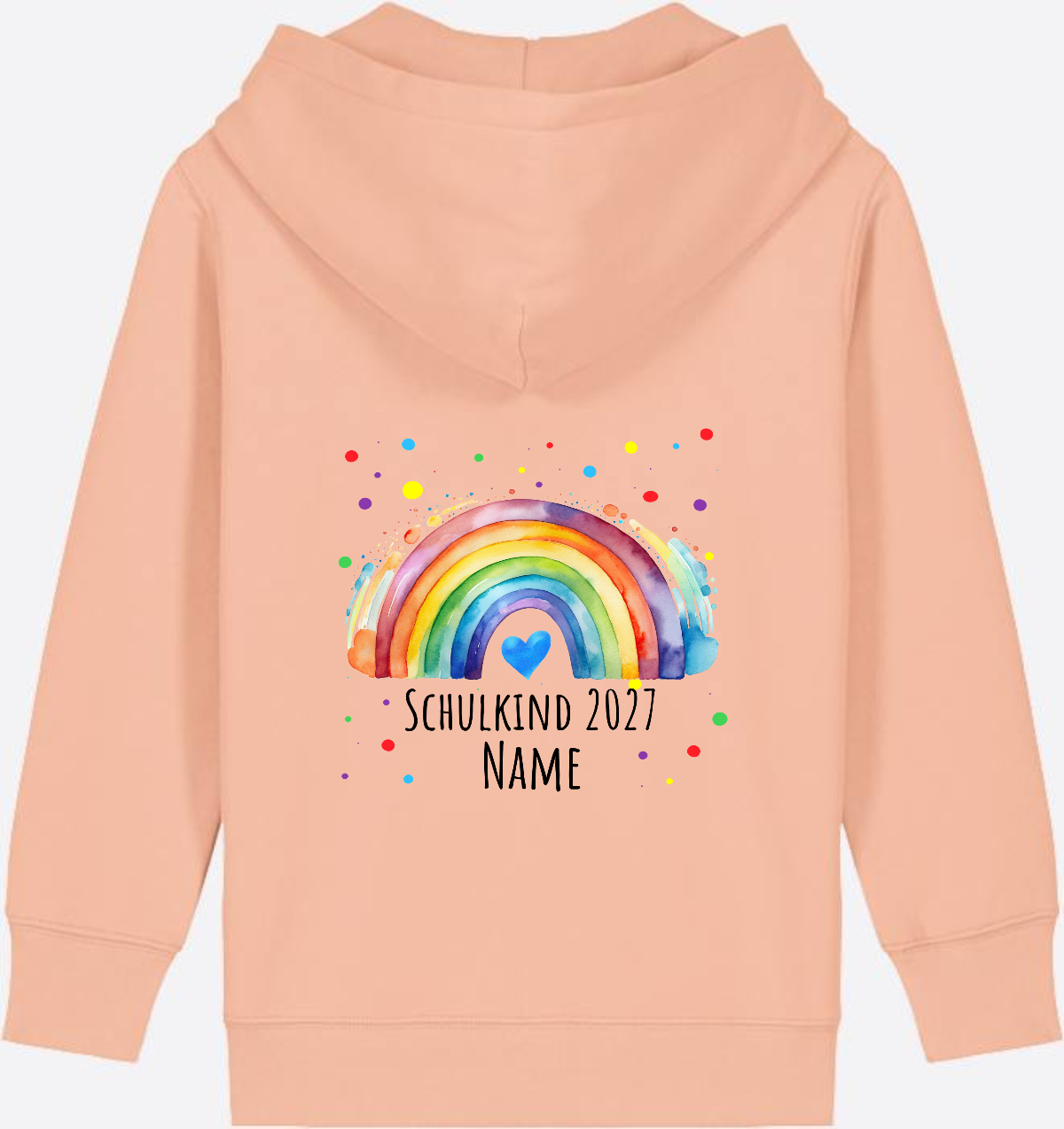 Zip-Hoodie Schulkind Regenbogen – Personalisiert mit Name - Fraiche Peche
