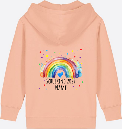 Zip-Hoodie Schulkind Regenbogen – Personalisiert mit Name - Fraiche Peche