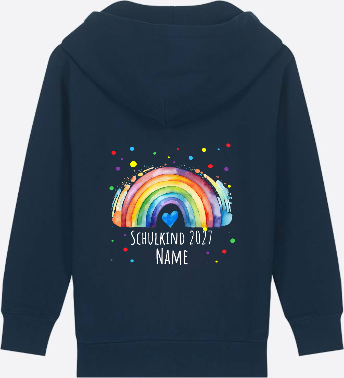 Zip-Hoodie Schulkind Regenbogen – Personalisiert mit Name - French Navy
