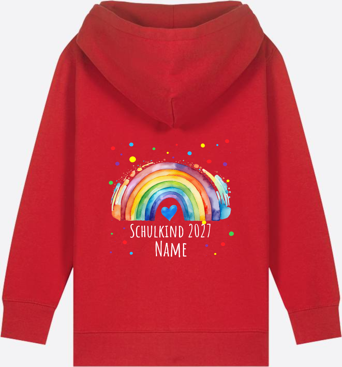 Zip-Hoodie Schulkind Regenbogen – Personalisiert mit Name - Red