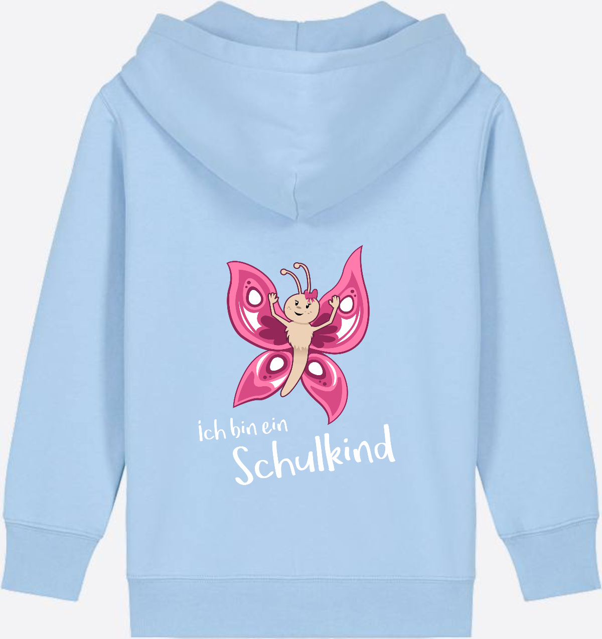 Zip-Hoodie Schulkind Schmetterling mit Wunschnamen - Blue Soul