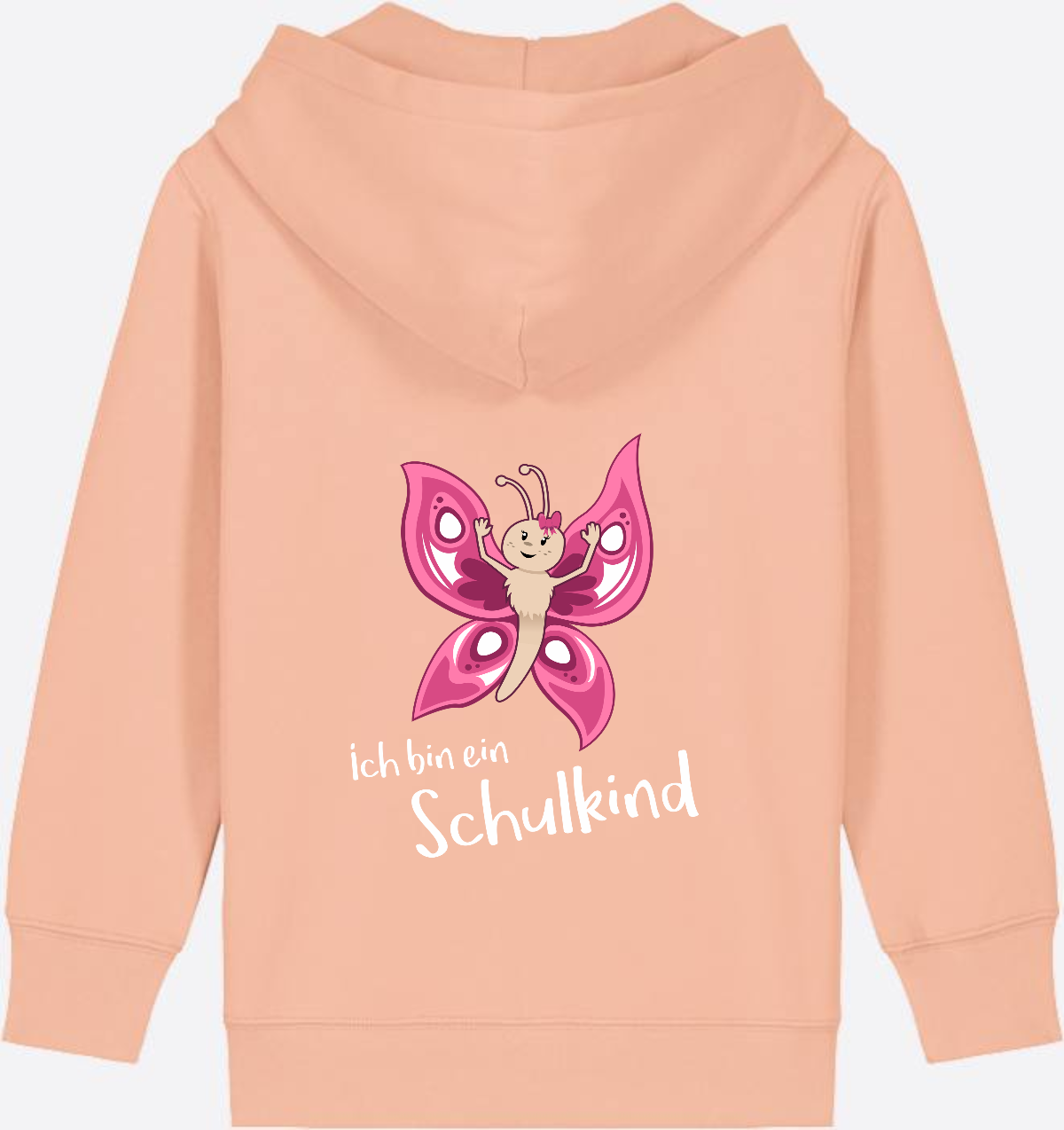 Zip-Hoodie Schulkind Schmetterling mit Wunschnamen - Fraiche Peche