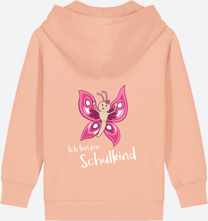 Zip-Hoodie Schulkind Schmetterling mit Wunschnamen - Fraiche Peche
