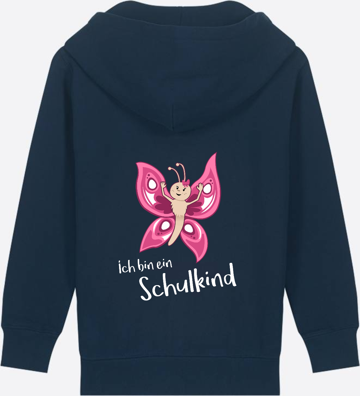 Zip-Hoodie Schulkind Schmetterling mit Wunschnamen - French Navy