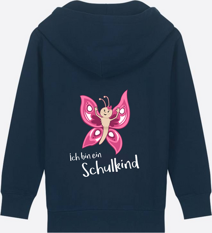 Zip-Hoodie Schulkind Schmetterling mit Wunschnamen - French Navy