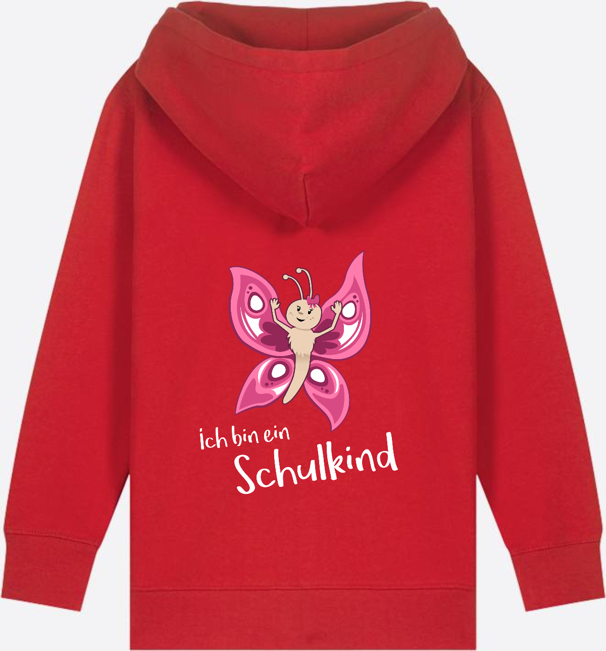 Zip-Hoodie Schulkind Schmetterling mit Wunschnamen - Red