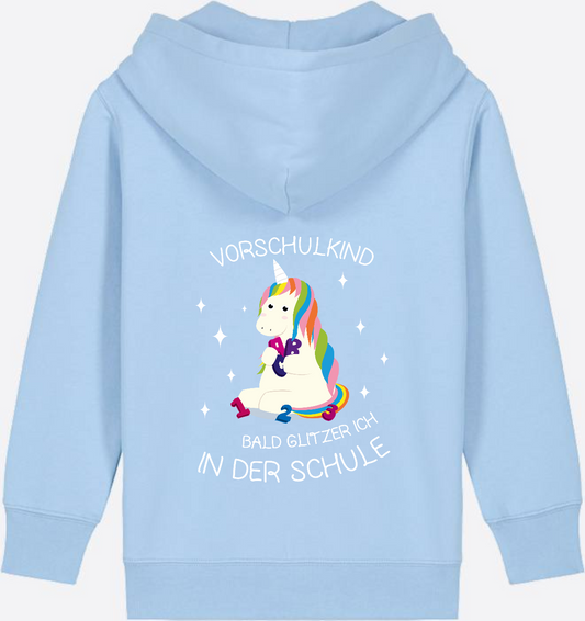 Zip-Hoodie Vorschulkind Einhorn – Personalisiert mit Name - Blue Soul