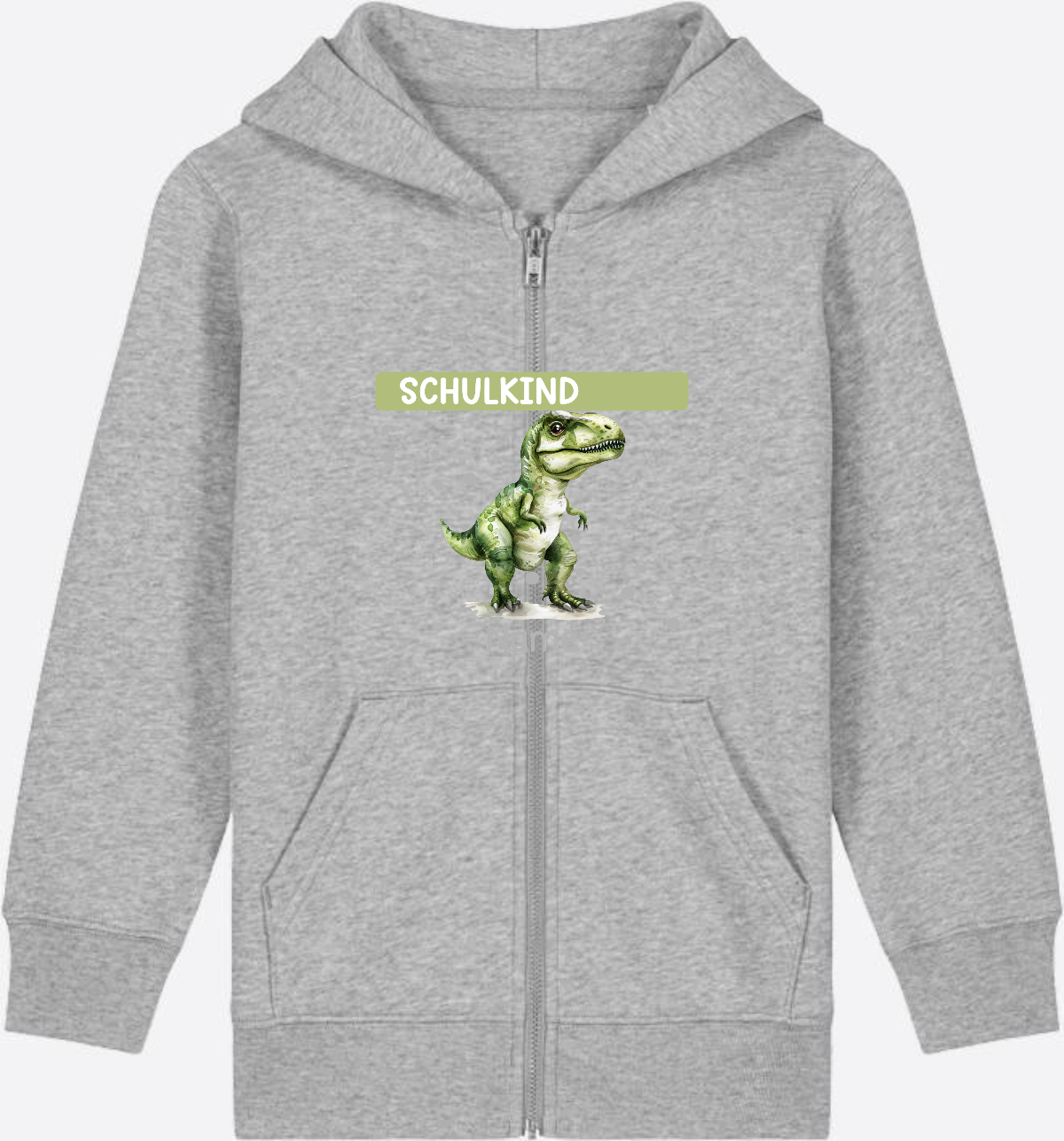 Zip-Hoodie zur Einschulung – Personalisiert mit Name - Heather Grey Herzseite