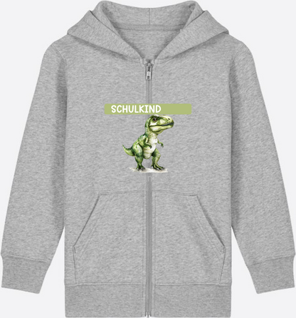 Zip-Hoodie zur Einschulung – Personalisiert mit Name - Heather Grey Herzseite