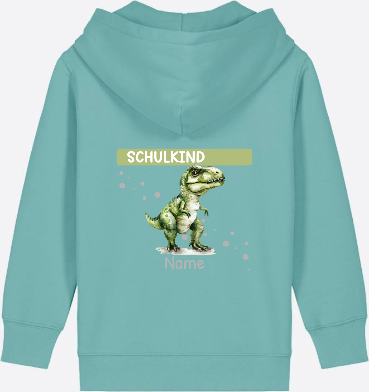 Zip-Hoodie zur Einschulung – Personalisiert mit Name - Teal Monstera