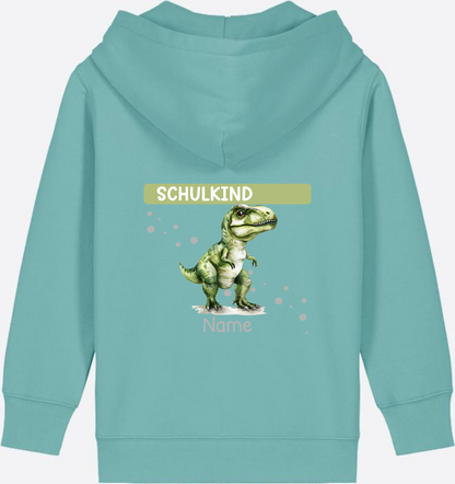 Zip-Hoodie zur Einschulung – Personalisiert mit Name - Teal Monstera