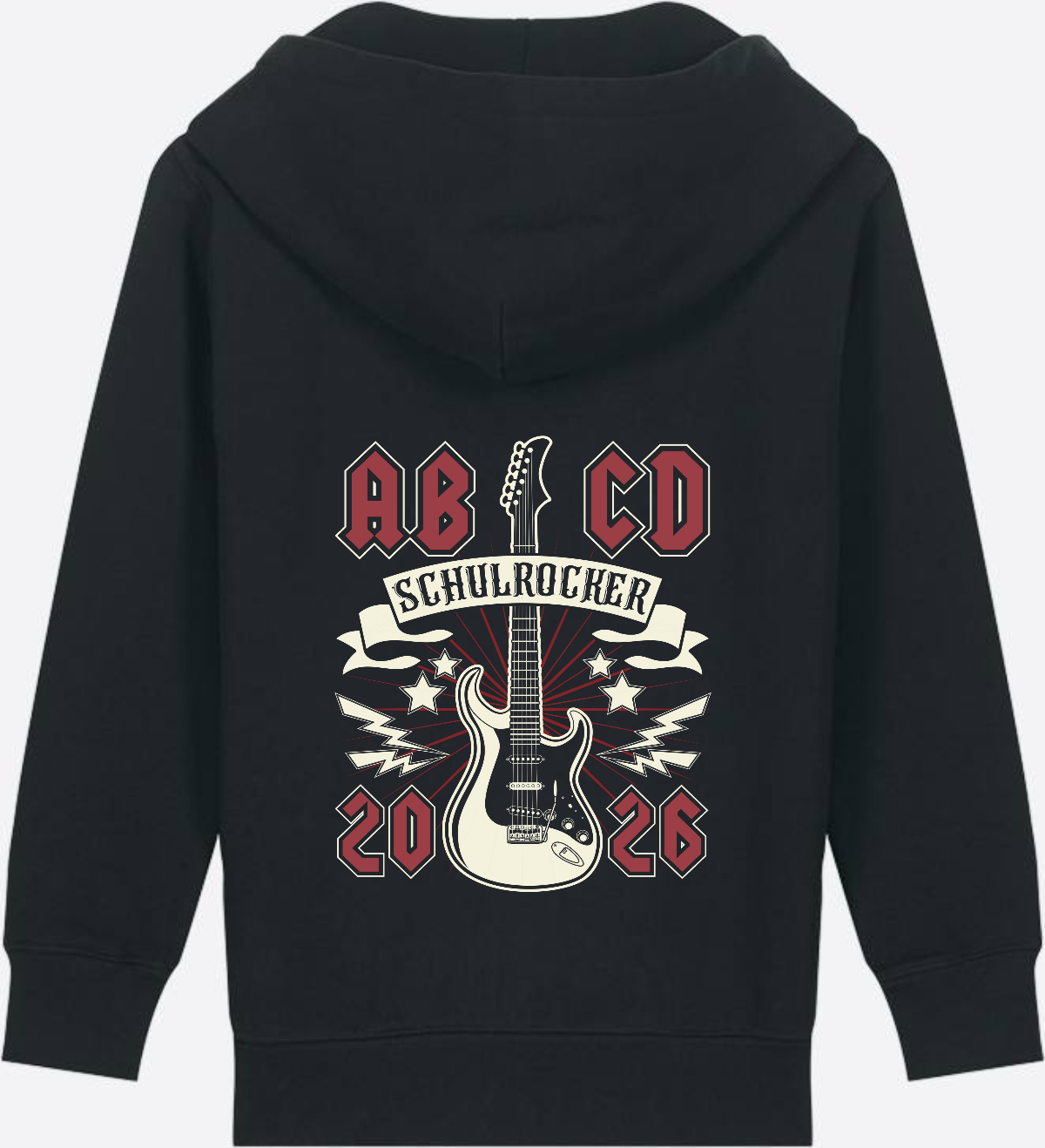 Zip-Hoodie zur Einschulung: Schulrocker mit Wunschnamen - Black