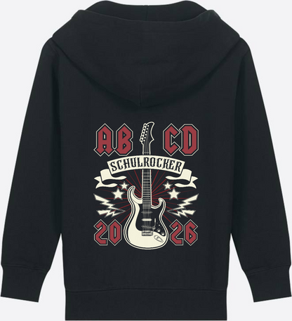 Zip-Hoodie zur Einschulung: Schulrocker mit Wunschnamen - Black