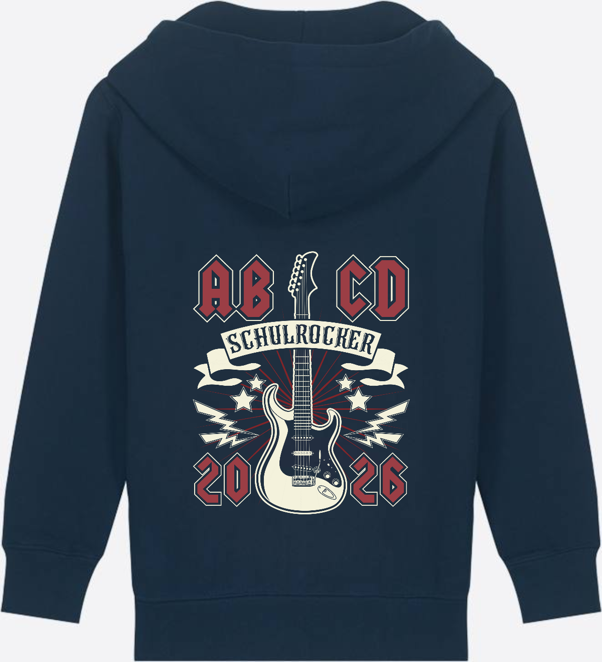 Zip-Hoodie zur Einschulung: Schulrocker mit Wunschnamen - French Navy