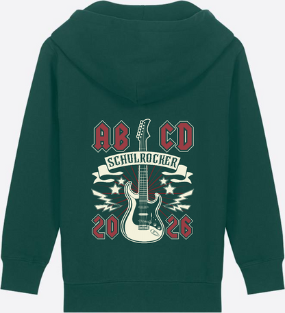 Zip-Hoodie zur Einschulung: Schulrocker mit Wunschnamen - Glazed Green