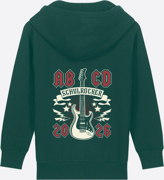 Zip-Hoodie zur Einschulung: Schulrocker mit Wunschnamen - Glazed Green