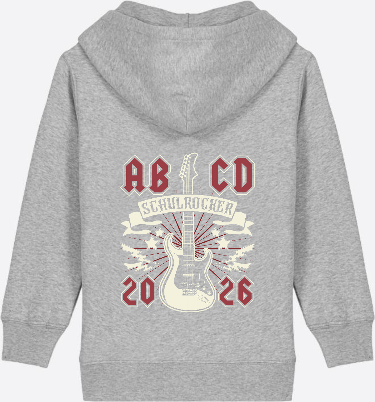 Zip-Hoodie zur Einschulung: Schulrocker mit Wunschnamen - Heather Grey