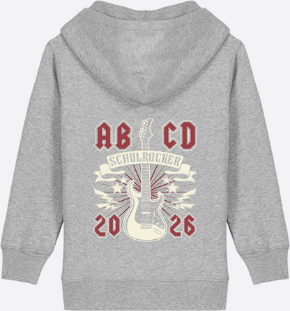 Zip-Hoodie zur Einschulung: Schulrocker mit Wunschnamen - Heather Grey