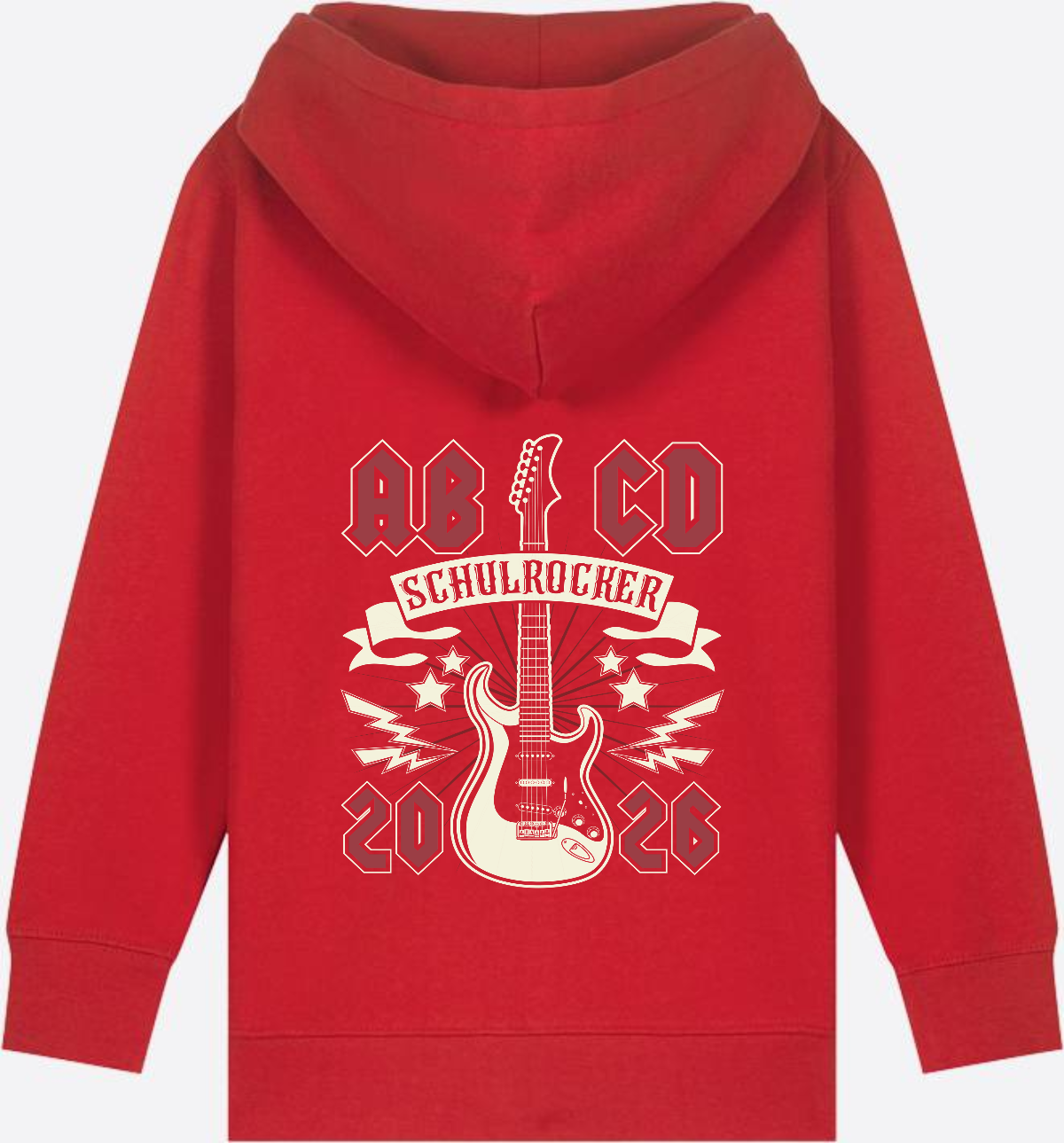 Zip-Hoodie zur Einschulung: Schulrocker mit Wunschnamen - Red
