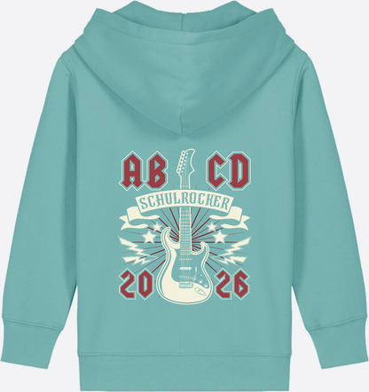 Zip-Hoodie zur Einschulung: Schulrocker mit Wunschnamen - Teal Monstera