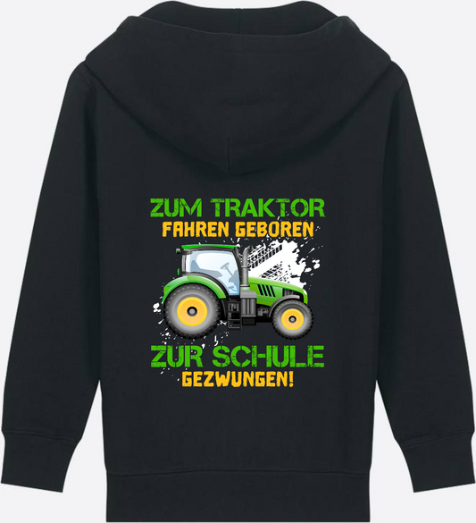 Zip-Hoodie zur Einschulung: Zum Traktor fahren geboren - Black
