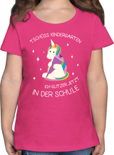 Mädchen T-Shirt Einschulung Einhorn Schultüte – Tschüss Kindergarten